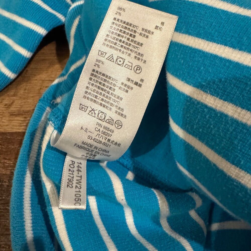 Tommy Bahama Sweater S Blue Striped Nautical Preppy Beach 1/2 Zip Pullover READ - Picture 7 of 10